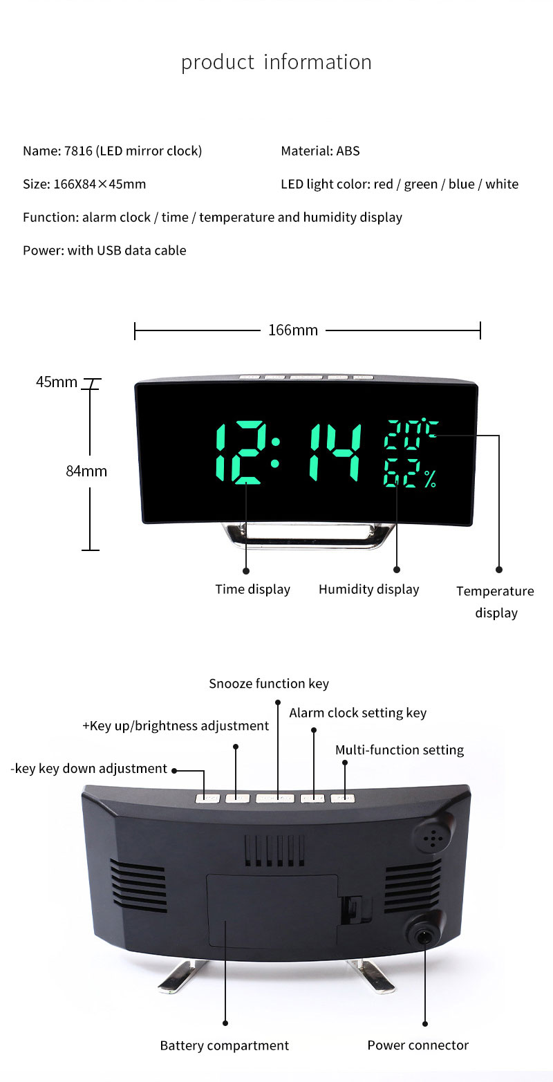 Product information for table clock