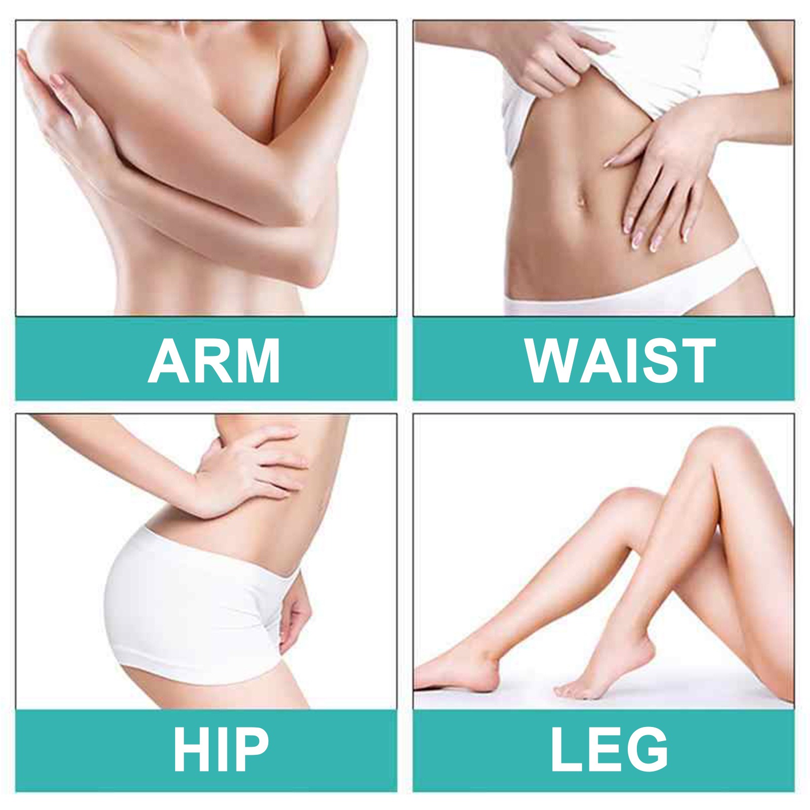 Slimming patch placement options for four body areas
