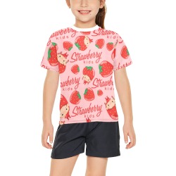 Big Girls' All Over Print Crew Neck T-Shirt(T40-2)