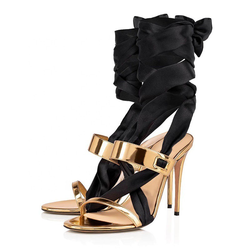 Oversized Party Women's High Heels Ankle Wrap Lace up Party Shoes Sandals