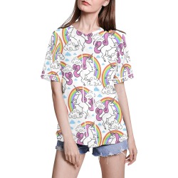 Women's All Over Print Baseball Jersey with Unicorn Pattern