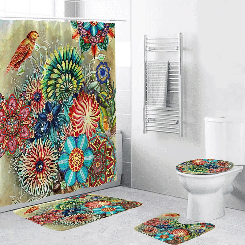 Bohemian Style 3D Digital Printing Polyester Waterproof and Mold Proof Shower Curtain Bathroom