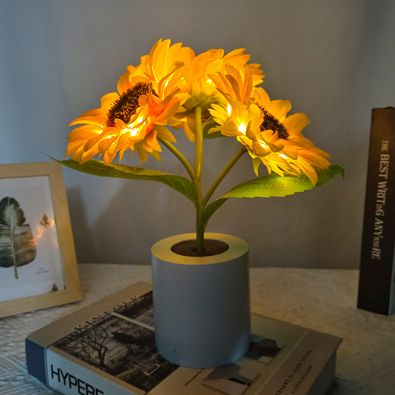 Rechargeable Sunflower LED Simulation Night Light Room Bedroom Bedside Decoration Atmosphere Light