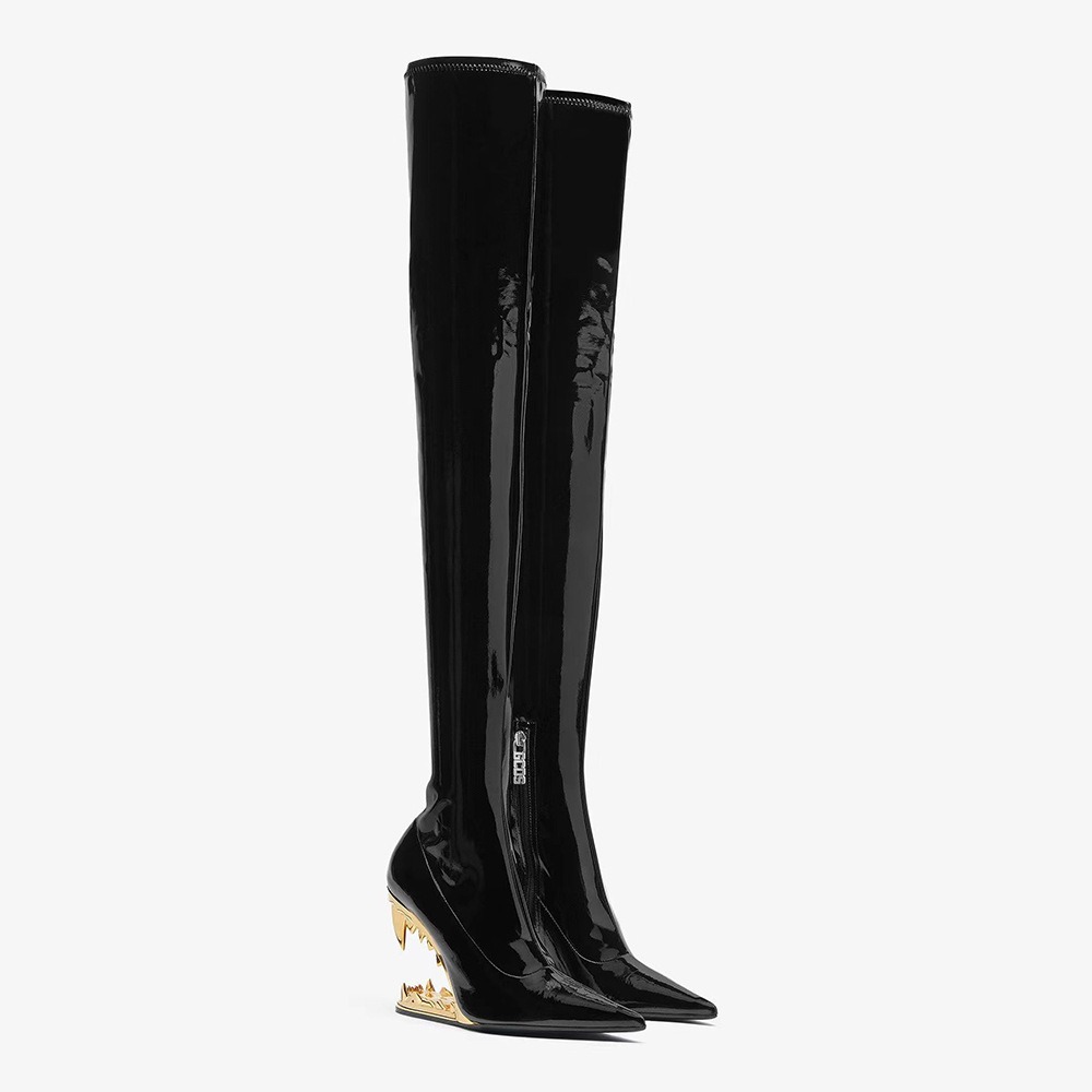 European and American Runway with Teeth Shaped Heels, Womens High Heels, Runway Style, Knee Length