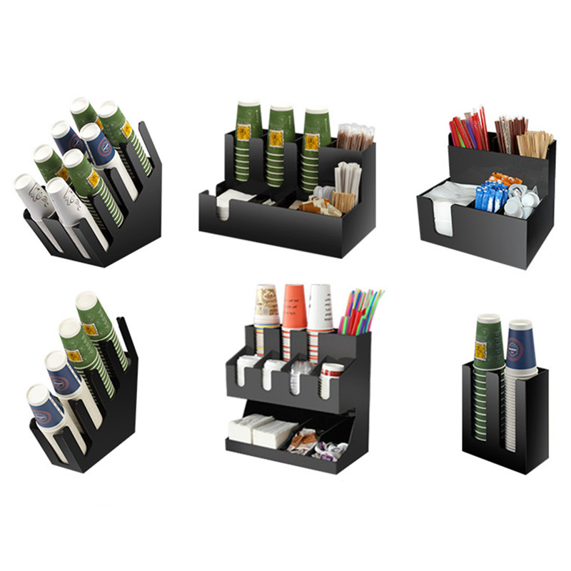 Paper cup holder, black acrylic tissue, straw box, bar counter, cup holder, milk tea shop supplies