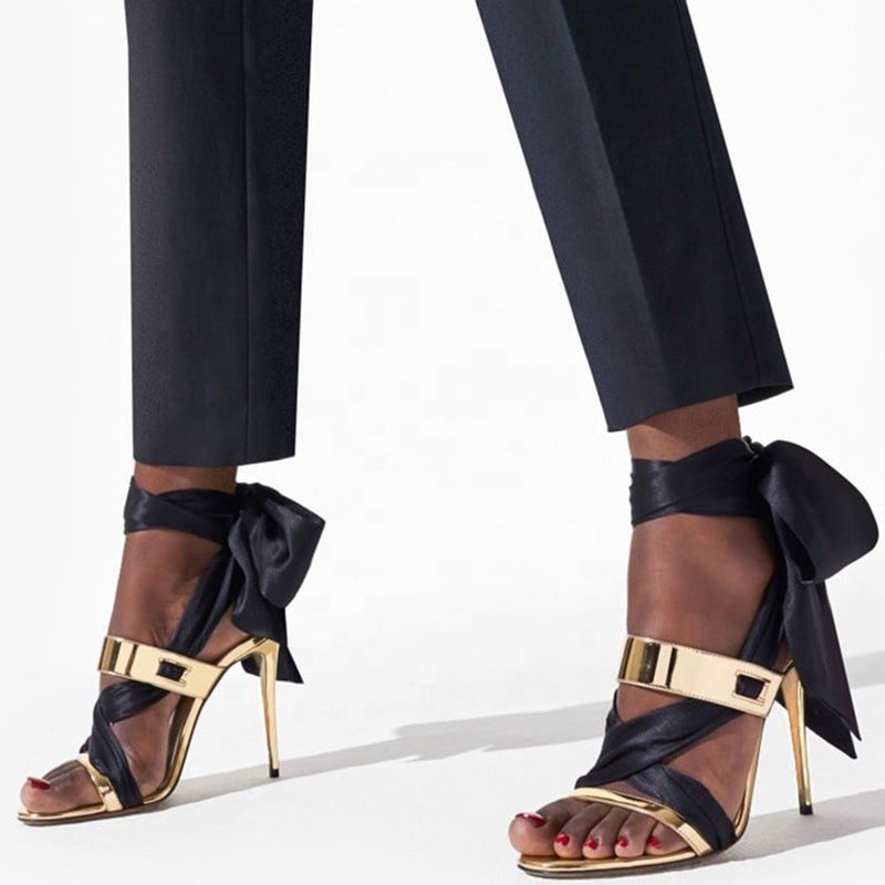 Oversized Party Women's High Heels Ankle Wrap Lace up Party Shoes Sandals