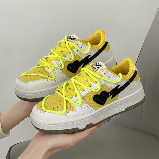 Summer ins color matching sports trend casual shoes in stock with cross straps low top small white