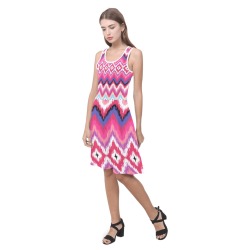 Women's Casual Sundress Model D04 in pink and purple geometric pattern