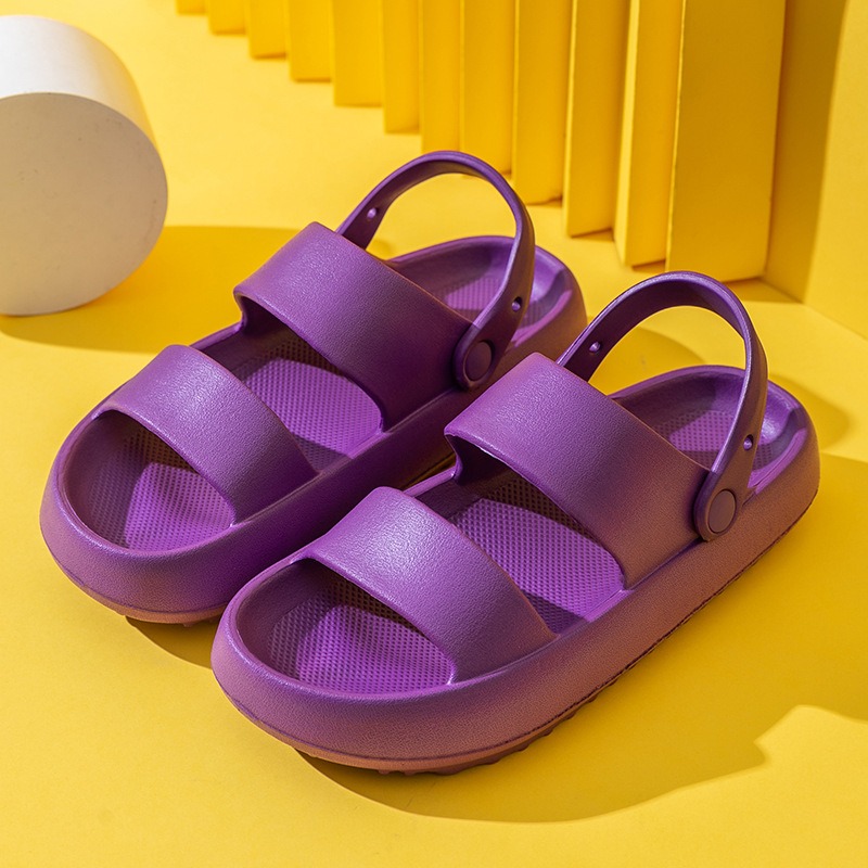 Summer Thick Platform Slippers Double Row Couple Flat Sandals Women Soft Bottom Cloud Slippers Heel Indoor Wear-resistant Shoes image 5
