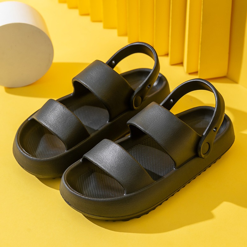 Summer Thick Platform Slippers Double Row Couple Flat Sandals Women Soft Bottom Cloud Slippers Heel Indoor Wear-resistant Shoes image 4