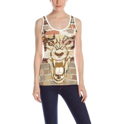 Women's All Over Print Tank Top (Model T43) with wolf print, polyester and spandex blend, perfect for yoga or exercise.