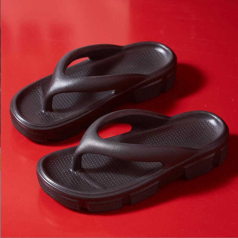 Custom Wedge Slippers Simple Solid Color Beach Flip-Flops Women's Thick Bottom Soft Non-Slip Slippers