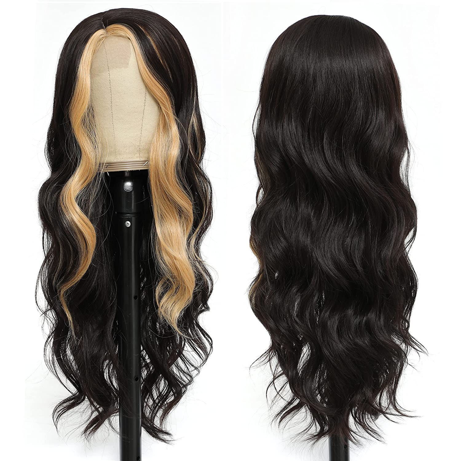 Woman wearing long highlighted waves with casual styling