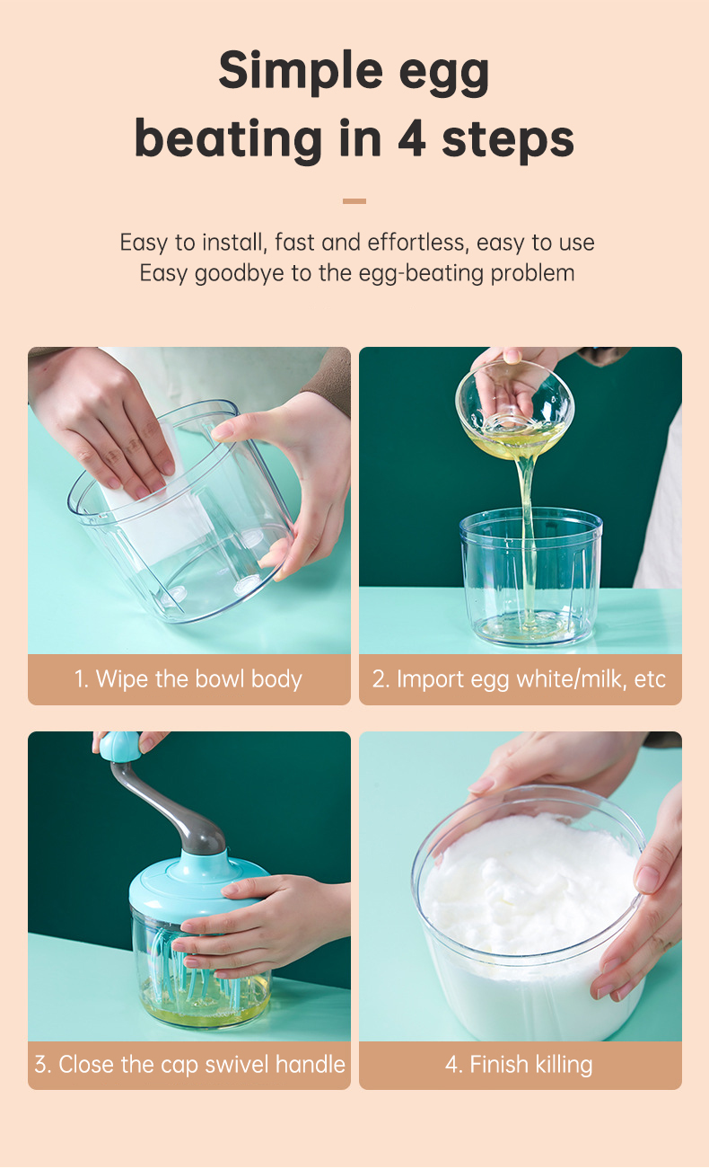Egg beating process of cream beater