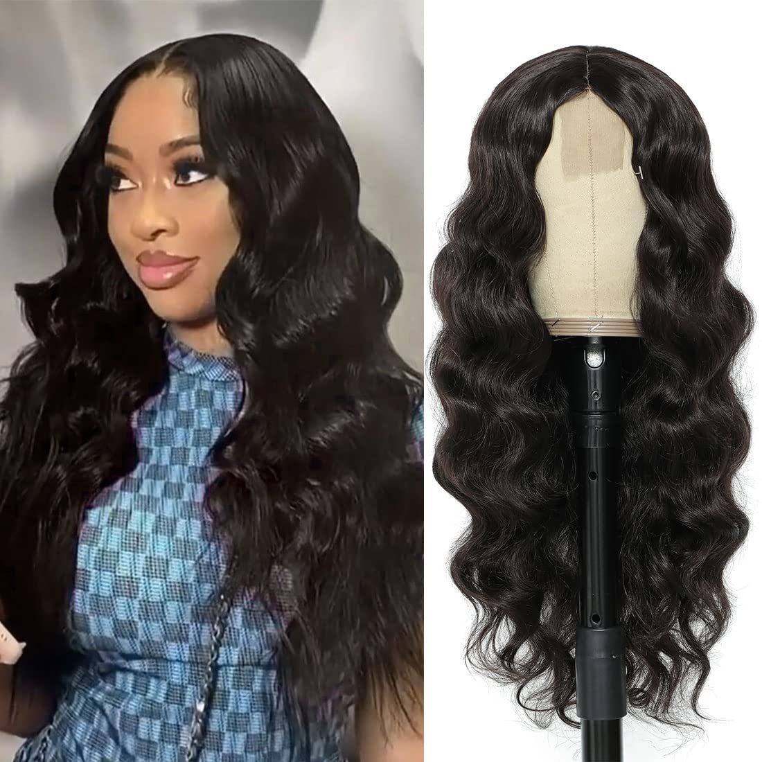 Woman wearing dimensional caramel highlighted waves
