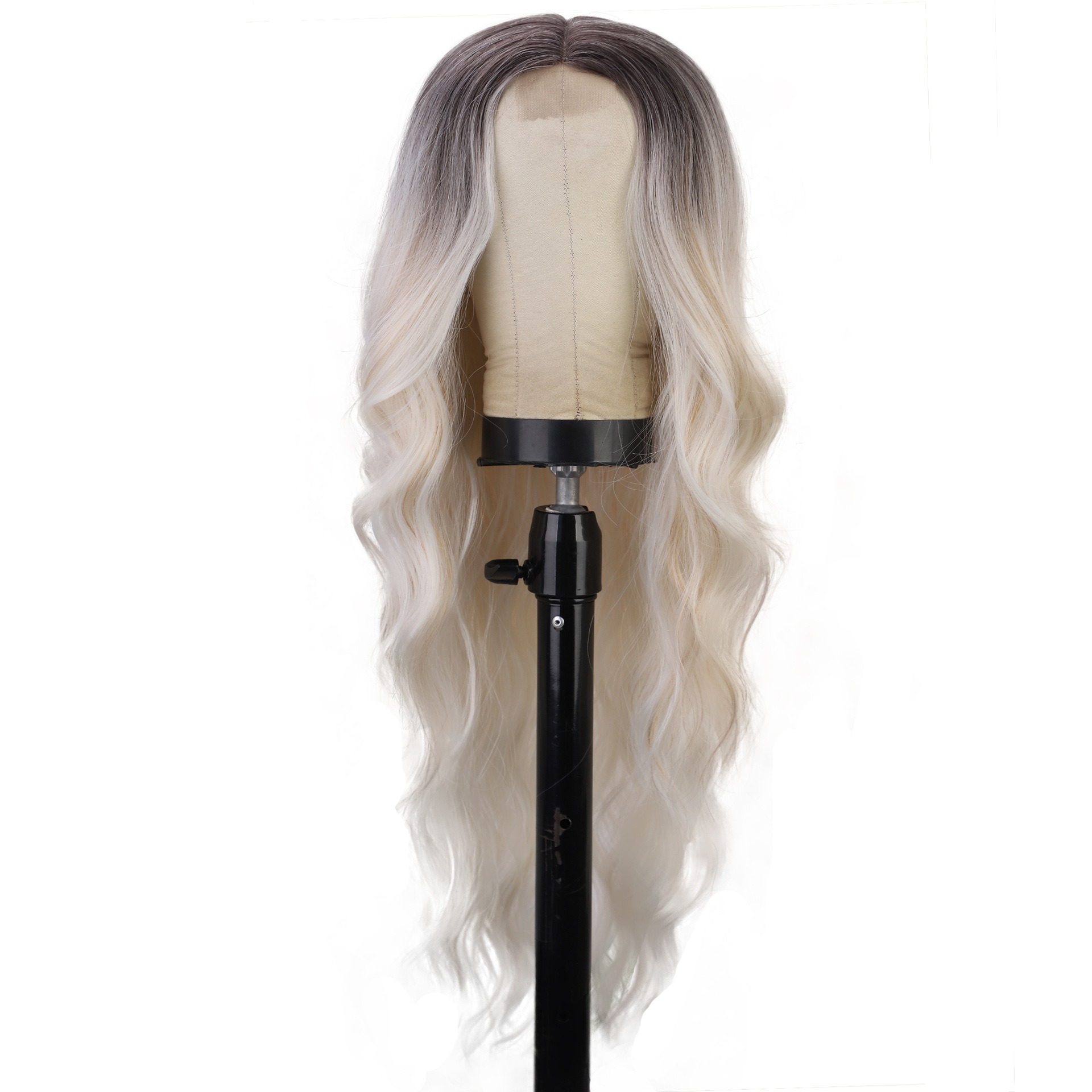 Center part and lace-front style on blonde wig