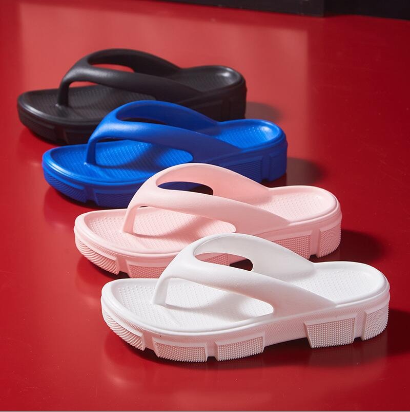 Custom Wedge Slippers Simple Solid Color Beach Flip-Flops Women's Thick Bottom Soft Non-Slip Slippers