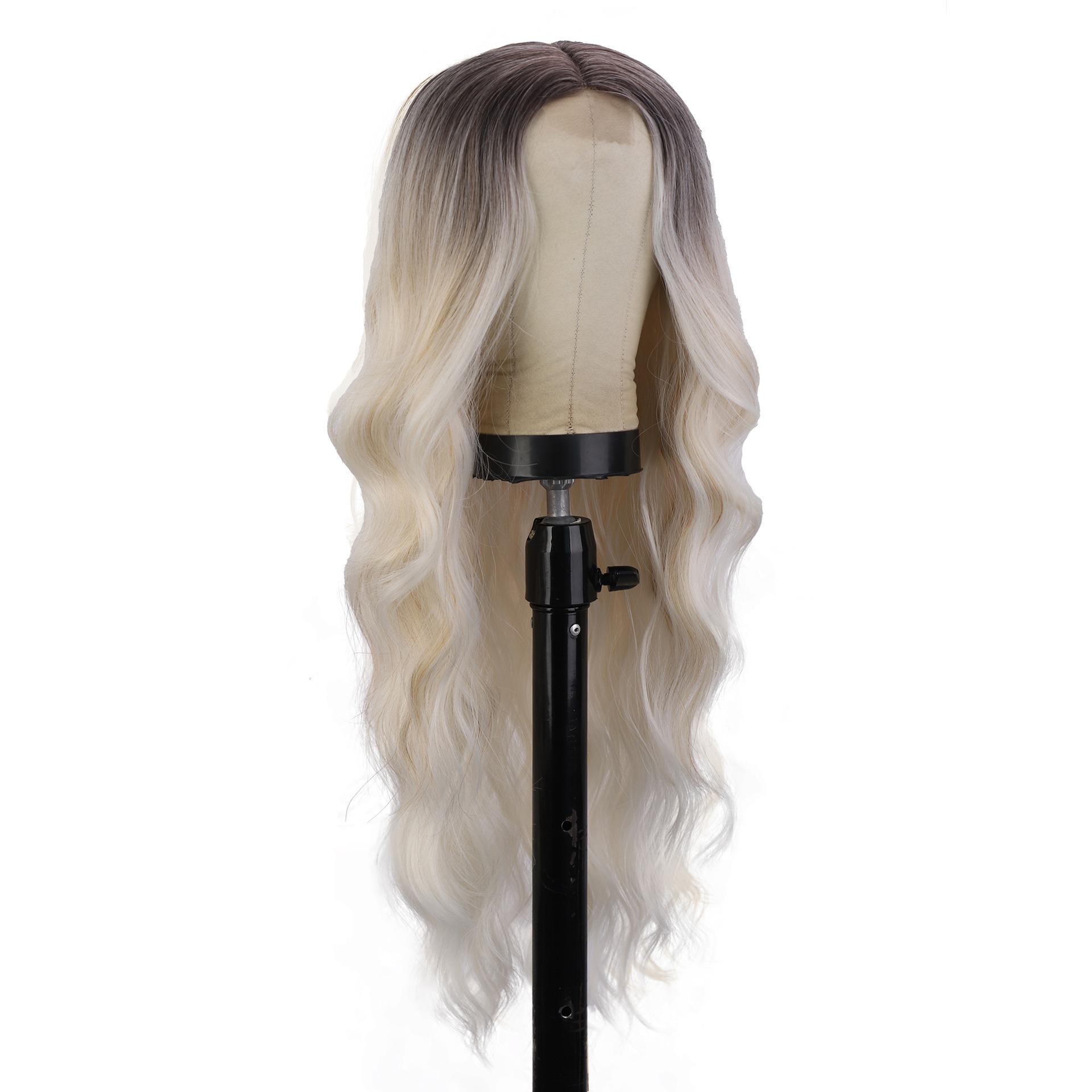Front mannequin view of long wavy ombré wig