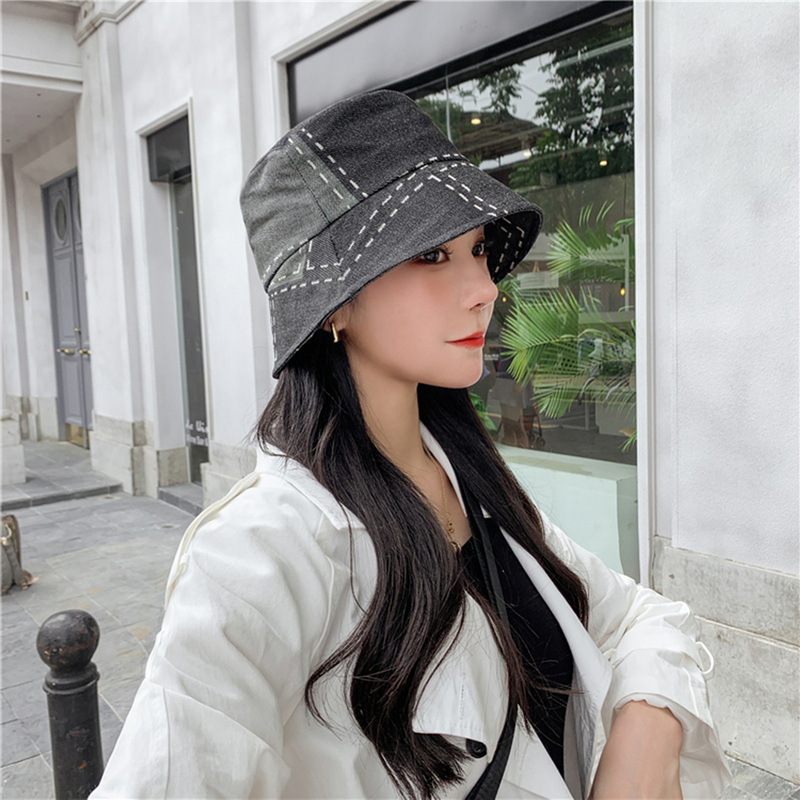 Japanese personality splicing beggar style cowboy bucket fisherman hat female summer face small