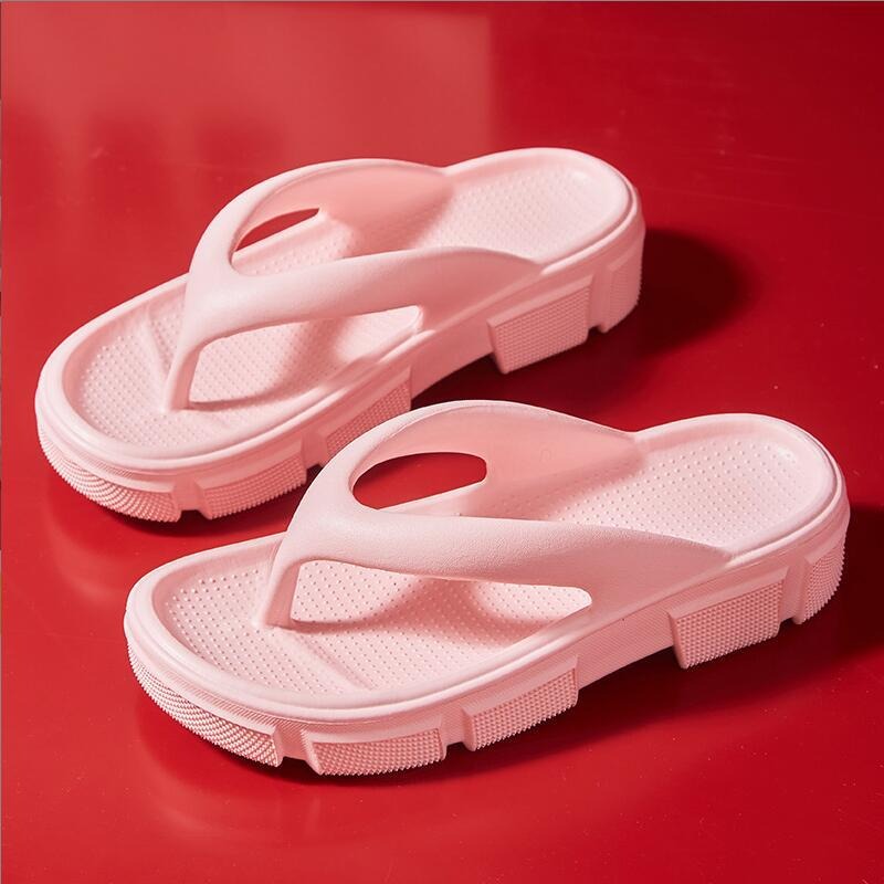 Custom Wedge Slippers Simple Solid Color Beach Flip-Flops Women's Thick Bottom Soft Non-Slip Slippers image 5