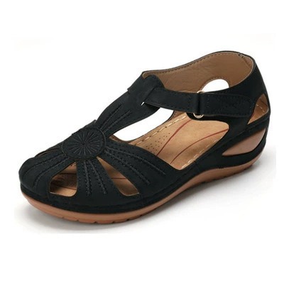 Summer Retro Women's Sandals Car Thread Anti slip Lightweight Large Round Toe Wedge Heel Comfortable Sandals image 13