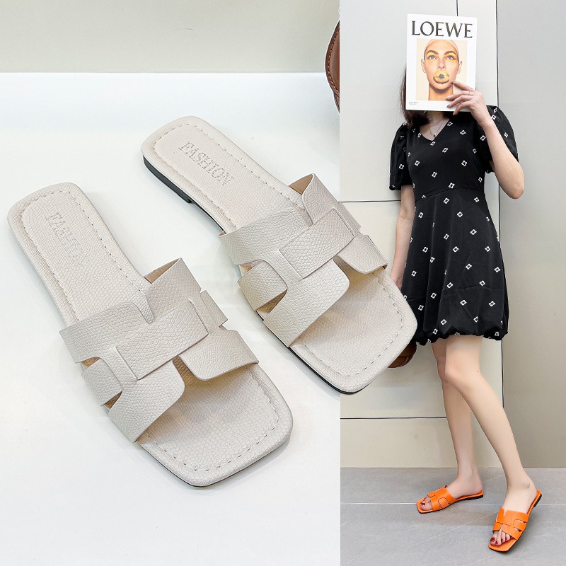 Summer Korean Style Simple Solid Color Flat Slipper Women Holiday Beach Slipper image 6