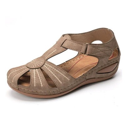 Summer Retro Women's Sandals Car Thread Anti slip Lightweight Large Round Toe Wedge Heel Comfortable Sandals image 10