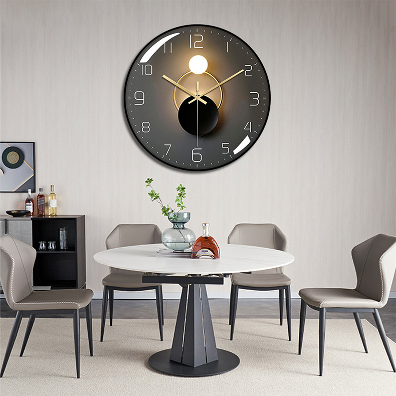 Modern dining room, quiet clock wall