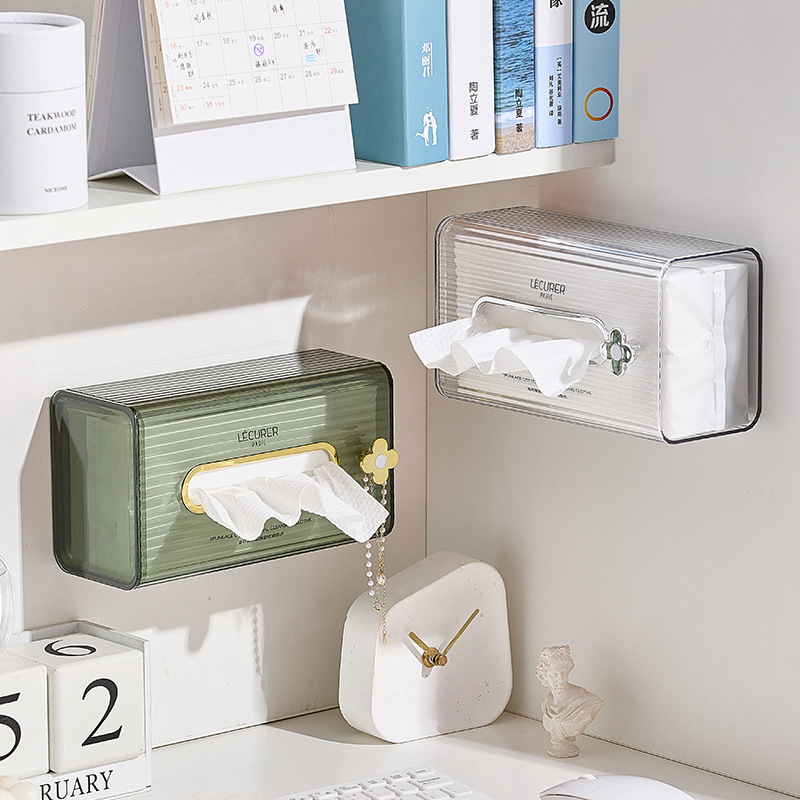 Wall Hanging Tissue Box Household Paper Drawer Facial Towel Storage Box Toilet Kitchen Non Perforated Paper Drawer