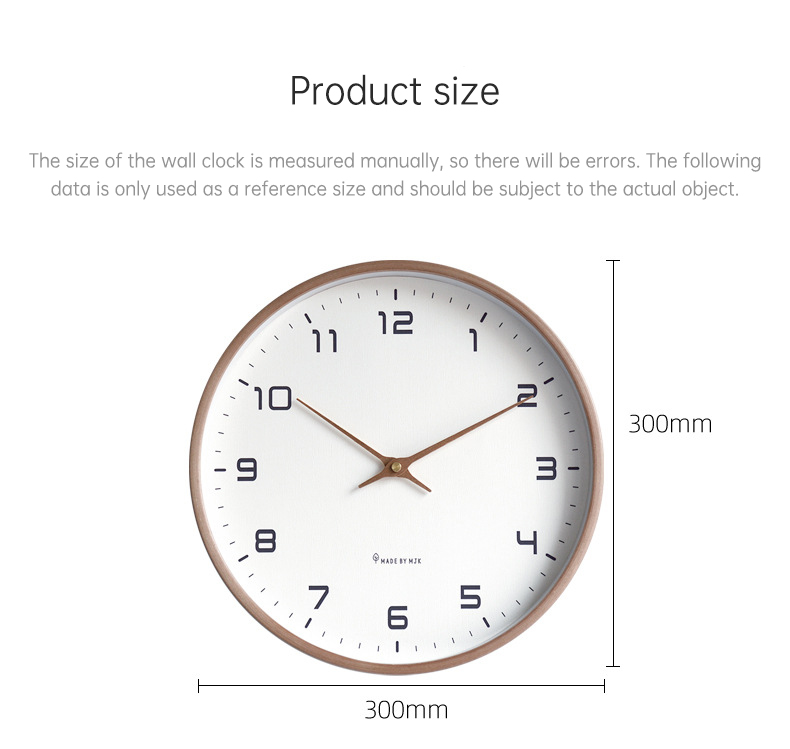 Product size for wall clock wood