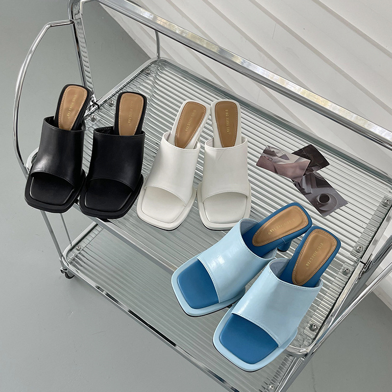 Summer Women Slipper Platform Square Toe High Heel Ladies High Quality Slides Outdoor Dress Party Sandals