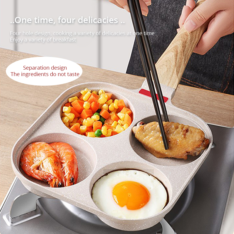 Fried Egg Burger Machine Frying Pan Non-Stick Surface Household Four Hole Breakfast Pan Fried Egg