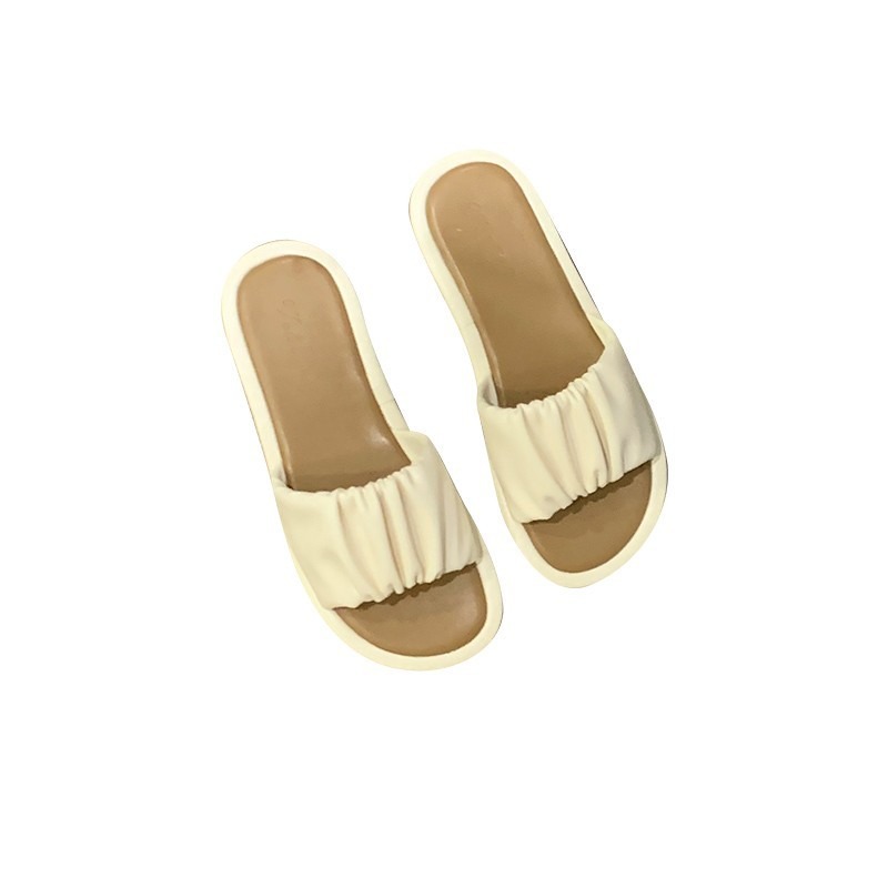 Slippers Women's Summer Network Red Candy Personalized Pleated Flat Bottom Versatile Outerwear Soft Sole Slippers image 5