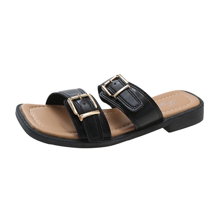 Spring and Summer Style One Step Push Button Square Head Soft Sole Comfortable Beach Square Heel Women's Slippers image 5