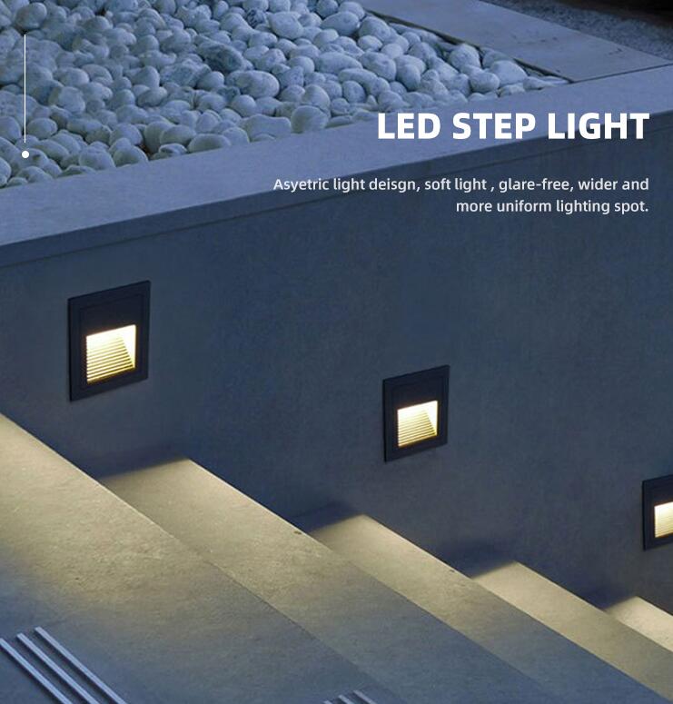 Indoor Outdoor 1W Smart Stair Light Controller Motion Sensor Waterproof IP65 Step Light Recessed LED Wall Lamps warm light