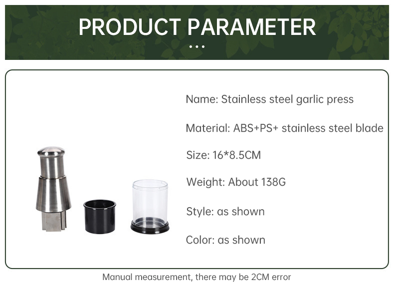 Product parameter of garlic masher