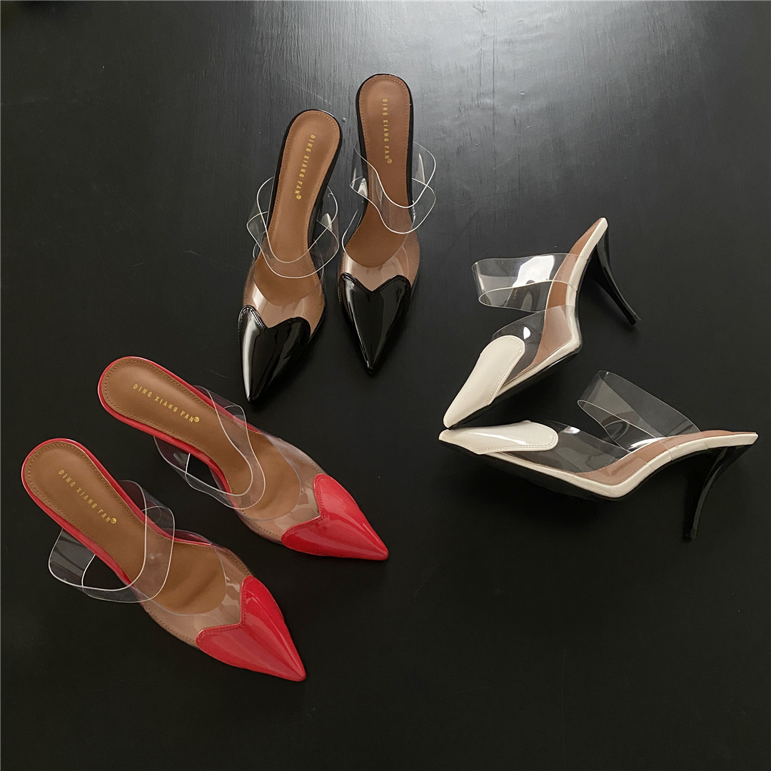 processing time:3-7 days after placing orders-- PVC Transparent Slippers Women Thin Low Heels Summer Pointed Toe Design Slip On Party Mules Slides Shoes