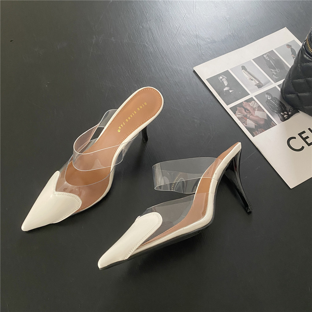 processing time:3-7 days after placing orders-- PVC Transparent Slippers Women Thin Low Heels Summer Pointed Toe Design Slip On Party Mules Slides Shoes image 4