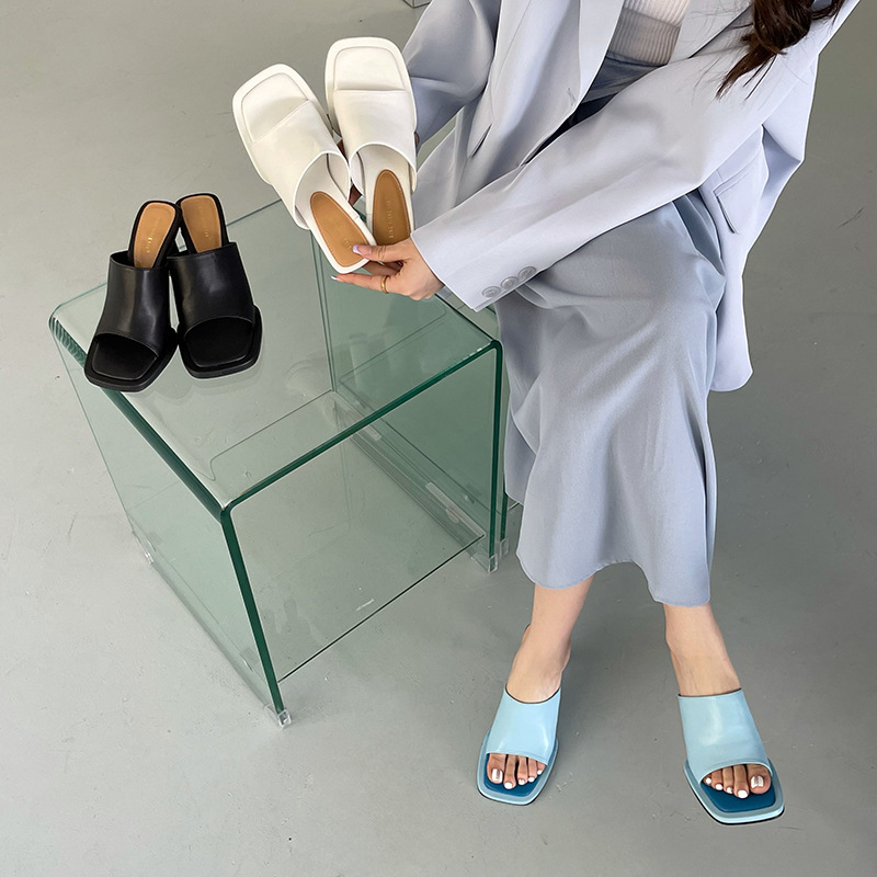 Summer Women Slipper Platform Square Toe High Heel Ladies High Quality Slides Outdoor Dress Party Sandals image 4