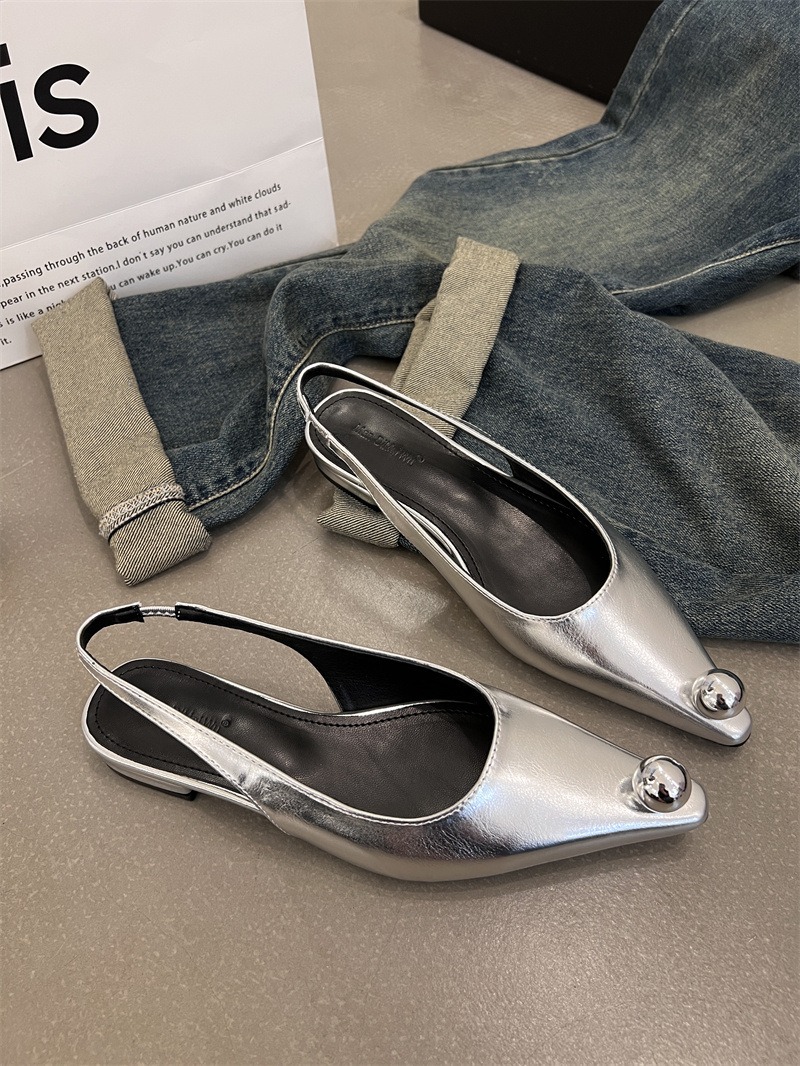Flats Sandals Elegant Women Shoes Female Footwear Shallow Fashion Metal Slides Ladies Sandals Shoes
