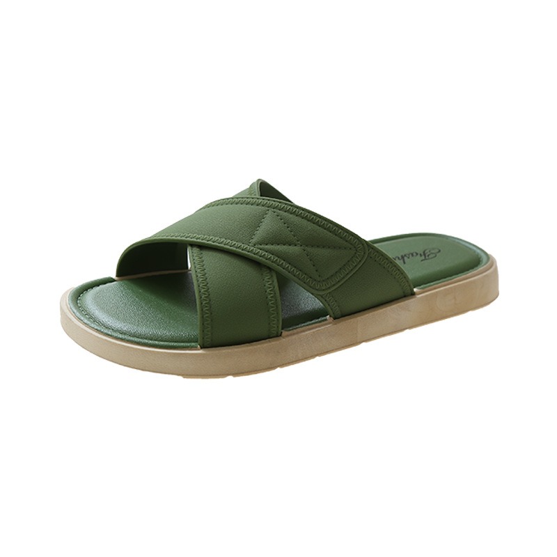 Slippers for women wearing casual soft soles in summer, with a cross shaped fairy style beach and lazy people's slippers image 3