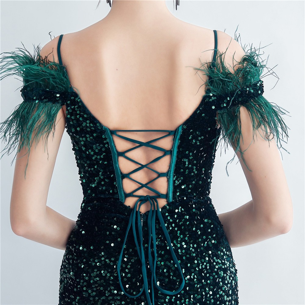 Exclusive mermaid evening dress with sequins and ostrich feathers-17.webp