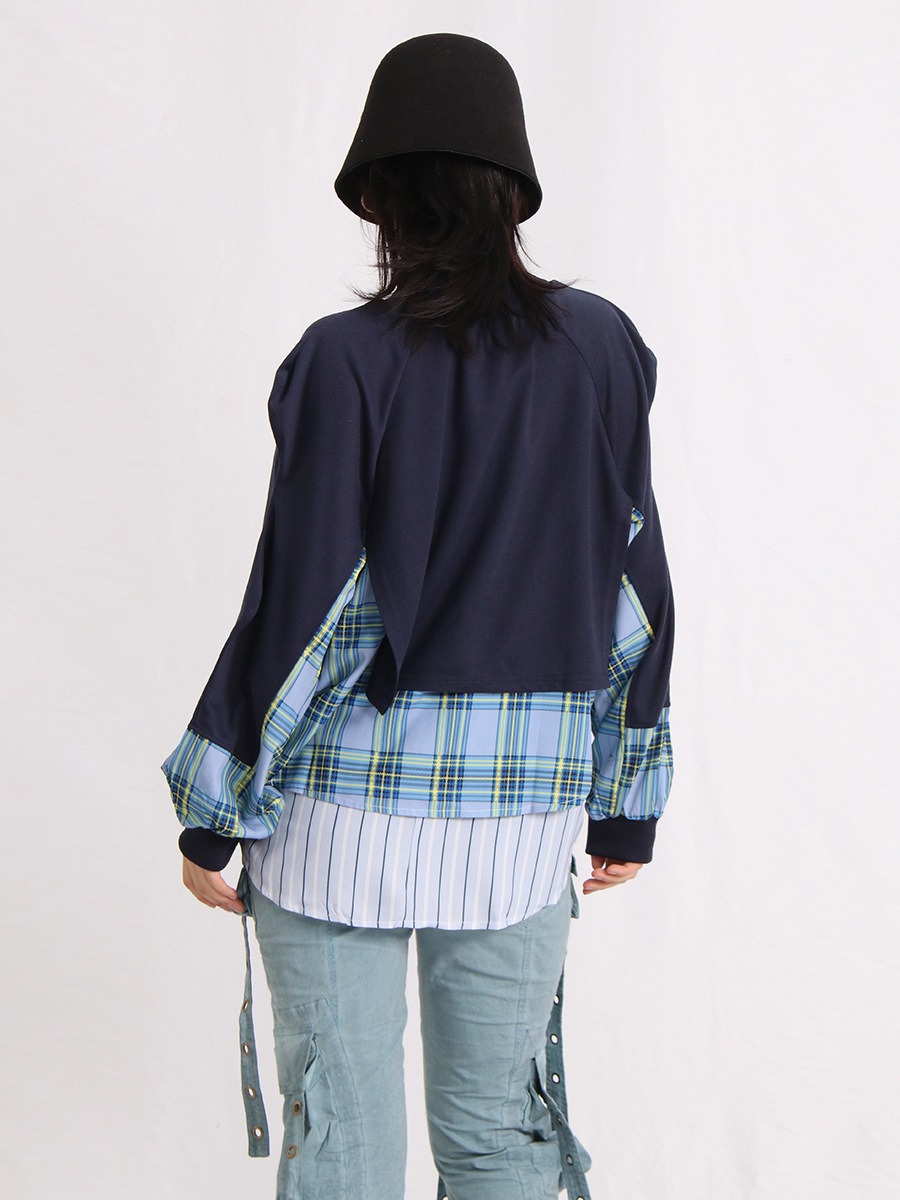 Chic Casual Sweatshirts For Women Round Neck Long Sleeve Patchwork Striped Sweatshirt Female Fashion