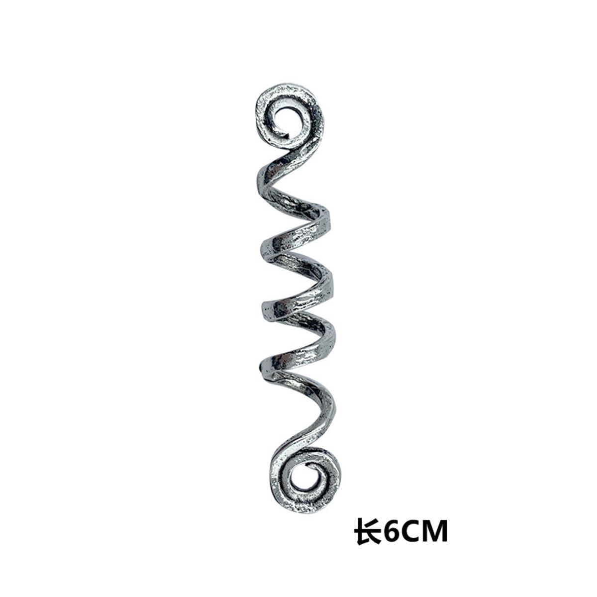 Compact silver spiral hairpin with curled ends