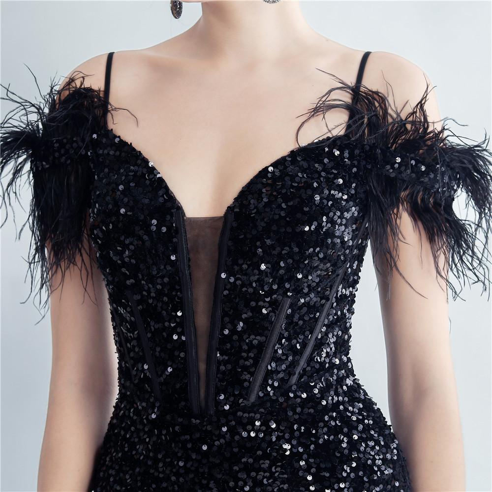 Exclusive mermaid evening dress with sequins and ostrich feathers-09.webp