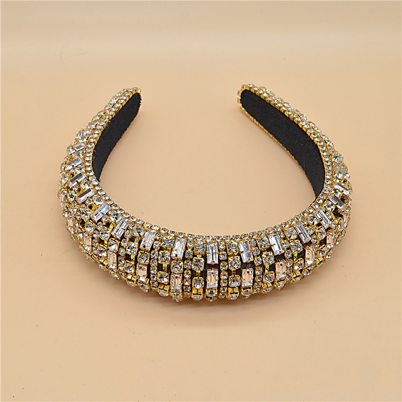 Luxury Sparkly Full Crystal Pearl Baroque Hairband Padded Rhinestone Princess Headband For Headdress