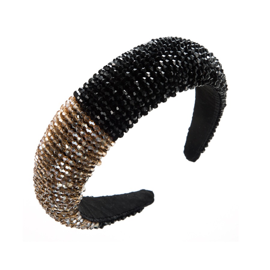 Black and champagne headbands with gold-tone inner trim