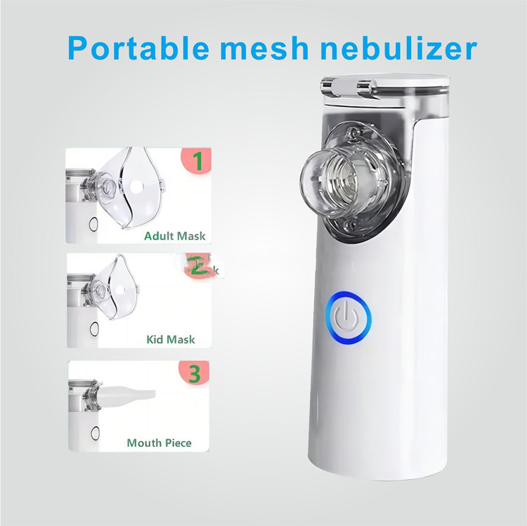 Complete kit with adult, child masks and mouthpiece on a light surface