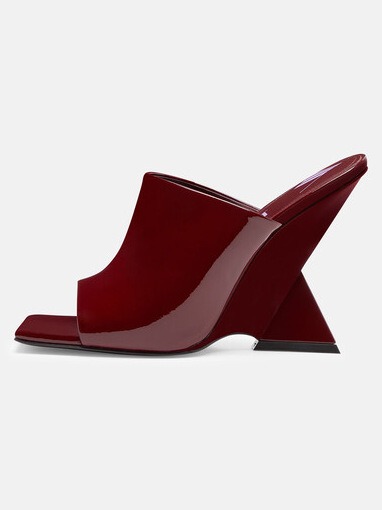 Silver High Heel Wedge Heel Square Head Sandals Designer Brand Shaped Fashion Show Banquet Shoes