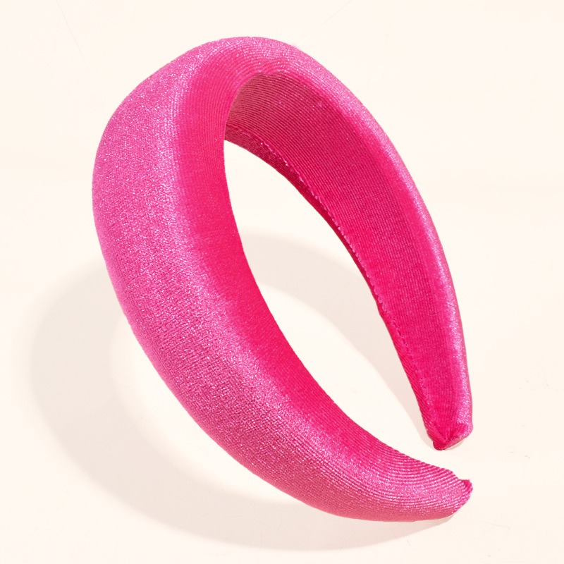Pink velvet headband showing rounded ends